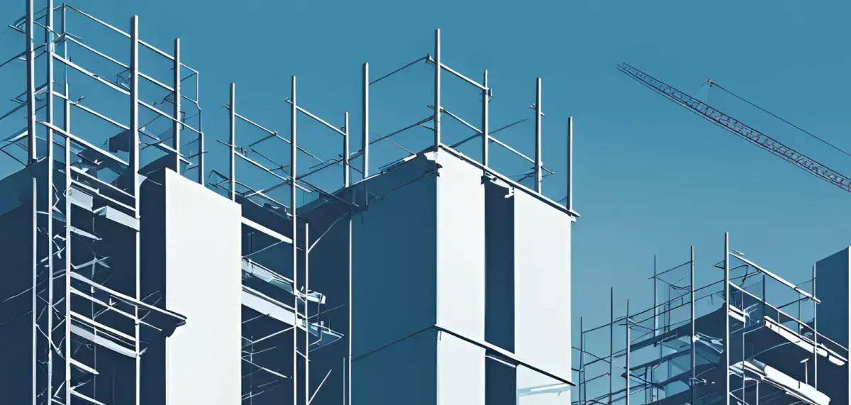 Skyline of apartments under construction