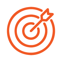 orange line icon of a target with an arrow in bull's eye